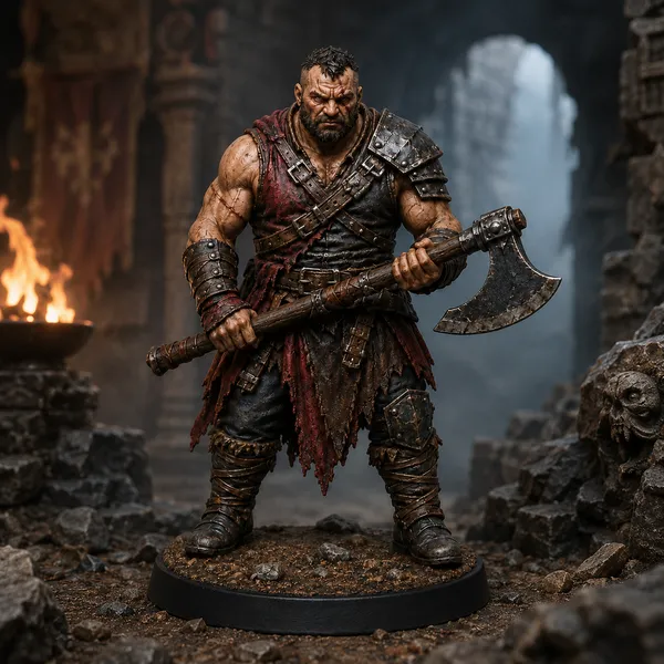 Bandit Brute STL — DnD Fantasy Axe Highway Robber Berserker Miniature 3D Print Tabletop