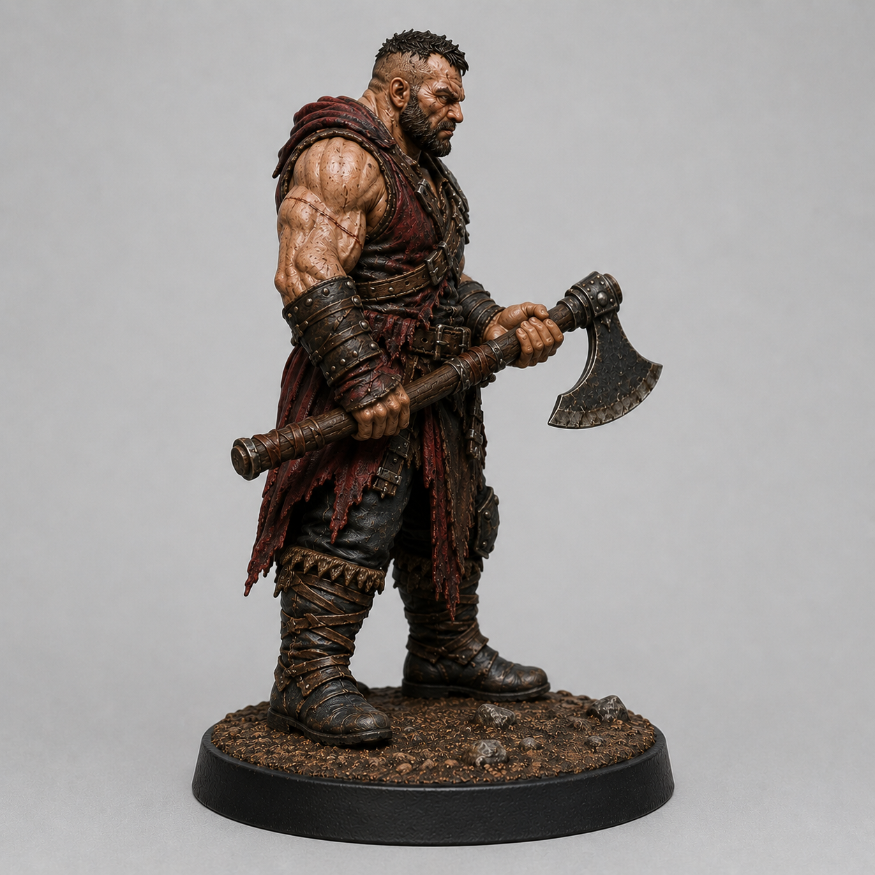 Bandit Brute STL — DnD Fantasy Axe Highway Robber Berserker Miniature 3D Print Tabletop — DnD miniature STL