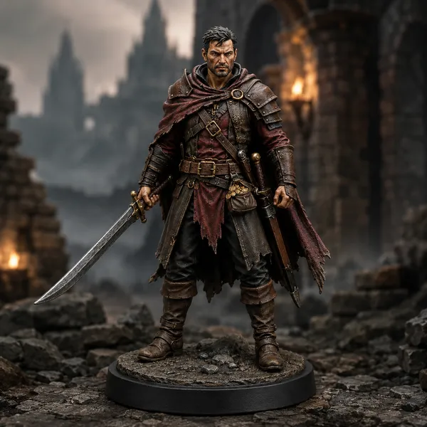Custom-grade DnD character miniature example — Bandit Captain