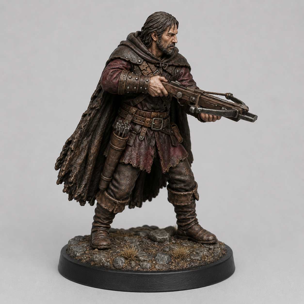 Bandit Crossbowman STL — DnD Fantasy Highway Robber Sniper Miniature 3D Print Tabletop — DnD miniature STL