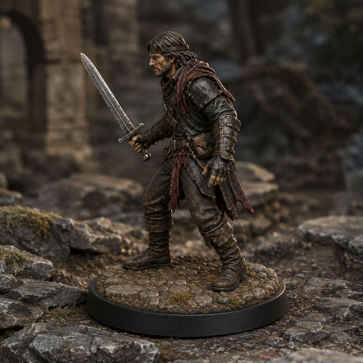 Bandit Swordsman STL — DnD Fantasy Highway Robber Duelist Miniature 3D Print Tabletop — DnD miniature STL