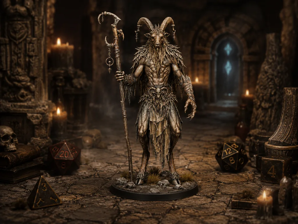 Baphomet Demon Mage STL — Ragnarok Online Inspired Spellcaster Boss Miniature DnD Print — main view