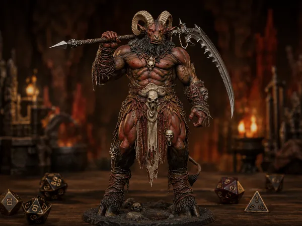 Baphomet Demon Lord STL — Ragnarok Online Inspired MVP Boss Miniature DnD 3D Print — DnD miniature STL