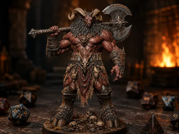 Baphomet Demon Lord STL — Ragnarok Online MVP Boss Strength Pose DnD 3D Print Miniature — DnD miniature STL