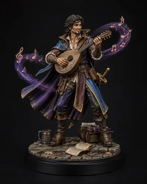 Bard STL — DnD Fantasy Lute Minstrel Musician Miniature 3D Print Tabletop RPG — DnD miniature STL