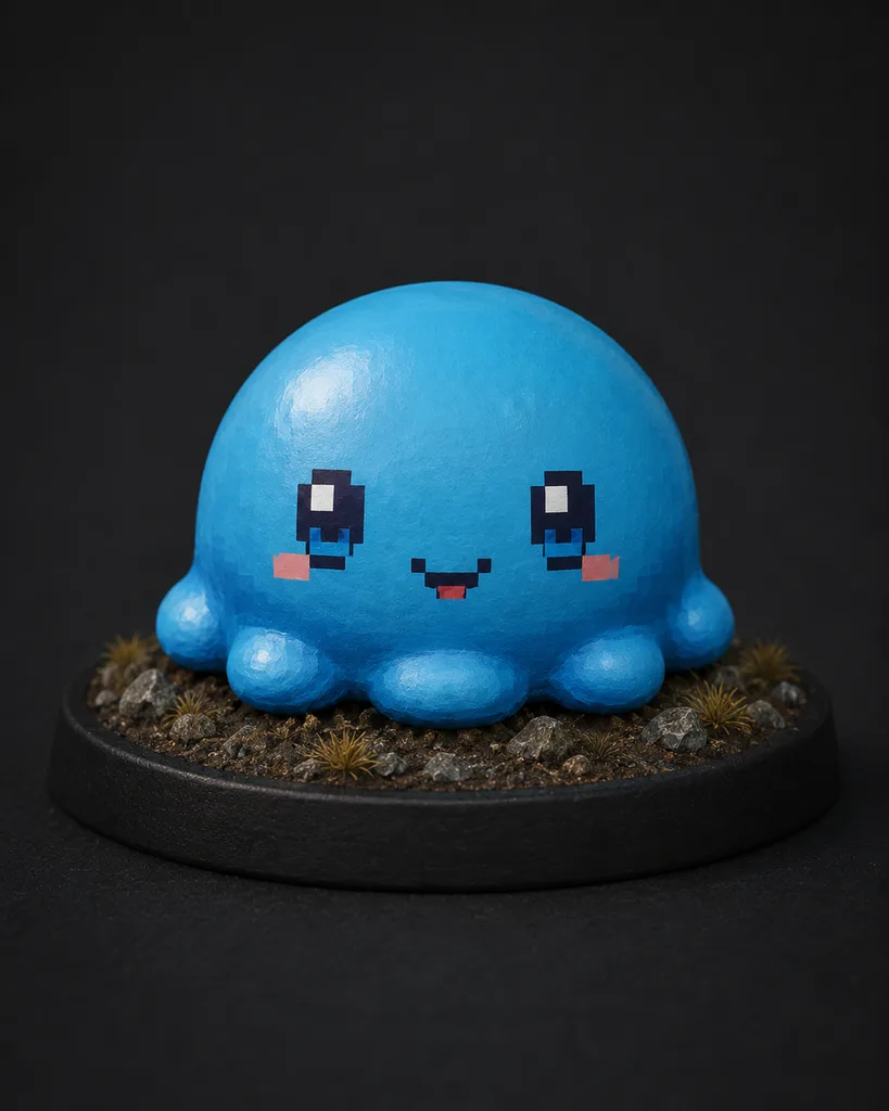 Slime STL — DnD Fantasy Cute Blue Ooze Monster Miniature 3D Print Tabletop RPG — main view