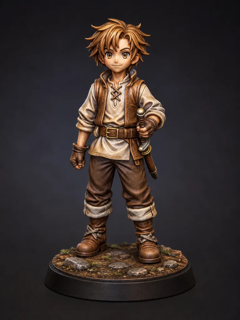 Chibi Adventurer STL — DnD Fantasy Young Hero Wayfarer Miniature 3D Print Tabletop — main view