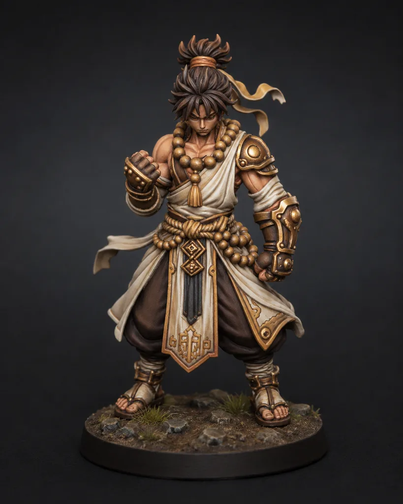 Monk STL — DnD Fantasy Martial Arts Spirit Monk Miniature 3D Print Tabletop RPG — main view