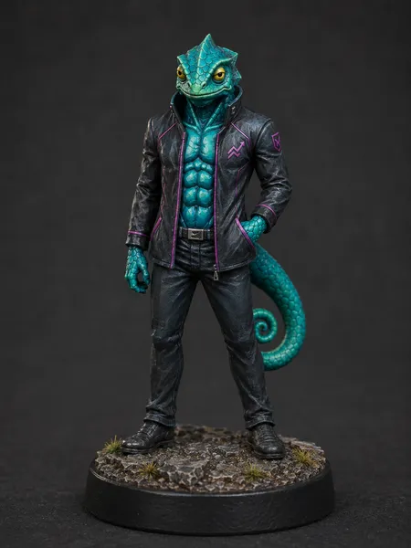 Lizardfolk Rogue STL — DnD Fantasy Chameleon Spy Agent Miniature 3D Print Tabletop — DnD miniature STL