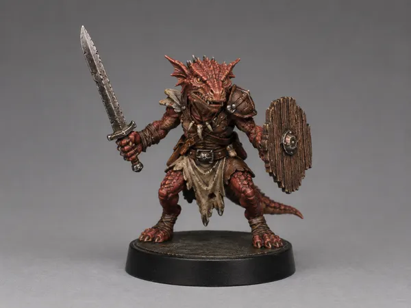 Dragonborn Warrior STL — DnD Fantasy Sword and Shield Lizardfolk Miniature 3D Print — DnD miniature STL