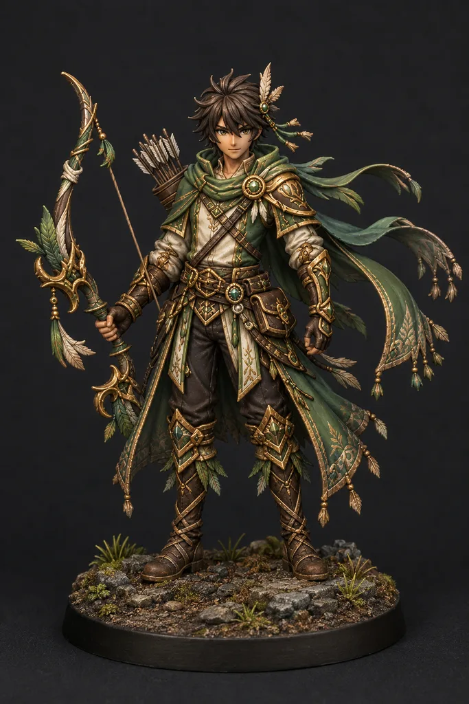 Elf Archer STL — DnD Fantasy Anime Ranger Bow Miniature 3D Print Tabletop RPG — main view