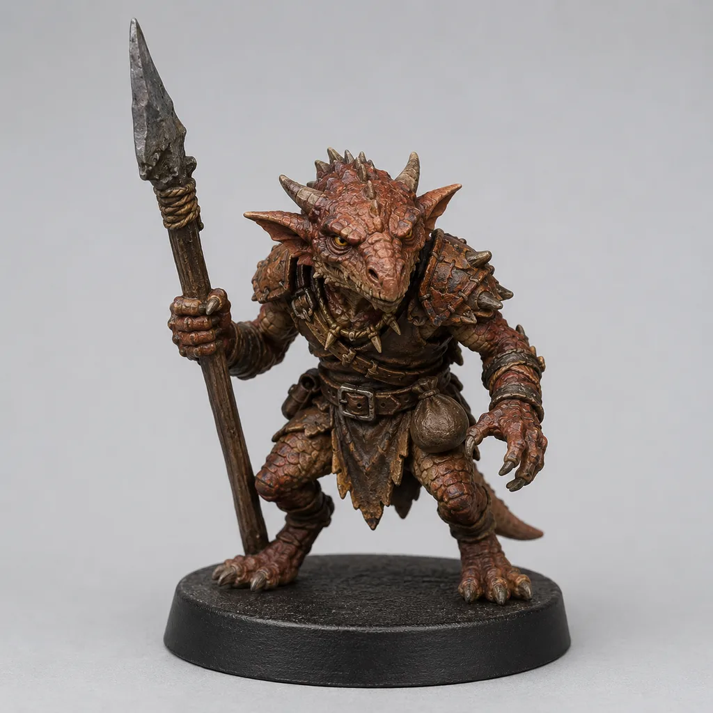 Kobold STL — DnD Fantasy Spear Guard Small Monster Miniature 3D Print Tabletop RPG — main view