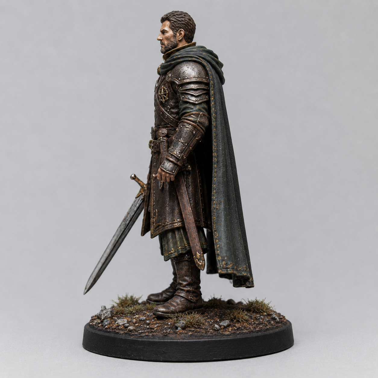Mercenary Captain STL — DnD Fantasy Sellsword Warband Leader Miniature 3D Print Tabletop