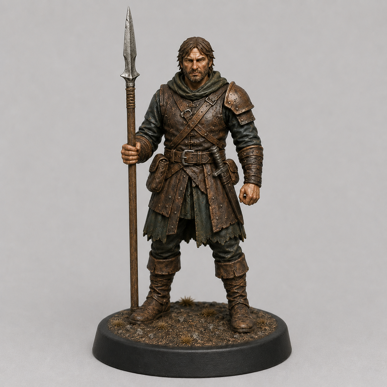 Mercenary Spearman STL — DnD Fantasy Sellsword Pike Phalanx Miniature 3D Print Tabletop RPG