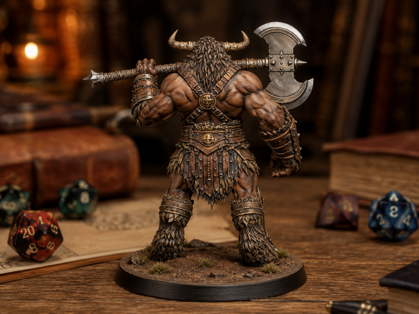 Minotaur Greataxe STL — DnD Fantasy Labyrinth Boss Miniature 3D Print Tabletop — DnD miniature STL