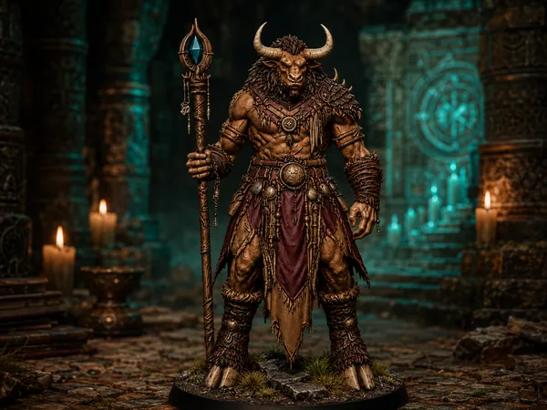 Custom monster miniature example — Minotaur Shaman