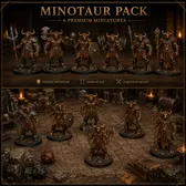 Minotaur Warband Bundle 6 STL — DnD Fantasy Labyrinth Pack Miniatures 3D Print