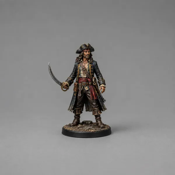 Pirate Captain STL — DnD Fantasy Age of Sail Corsair Cutlass Miniature 3D Print — DnD miniature STL