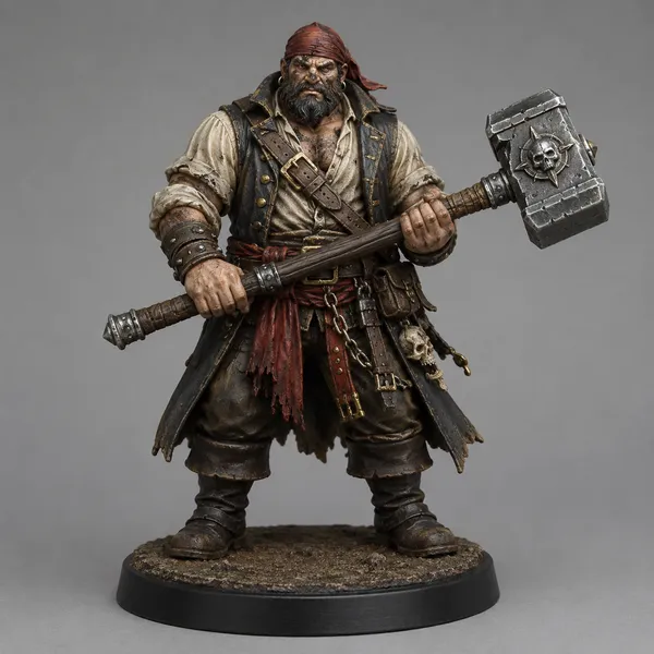 Pirate STL — DnD Fantasy Hammer Corsair Boarding Crew Miniature 3D Print Tabletop — DnD miniature STL