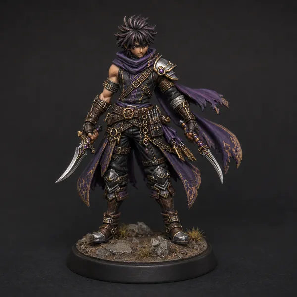 Rogue STL — DnD Fantasy Assassin Dagger Shadowblade Miniature 3D Print Tabletop RPG