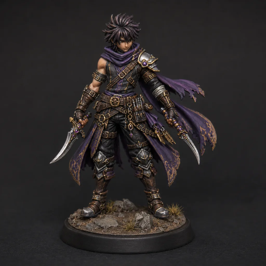 Rogue STL — DnD Fantasy Assassin Dagger Shadowblade Miniature 3D Print Tabletop RPG — main view